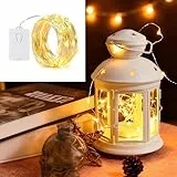 NEXVIN Cadena de luces LED de 6 m, 60 LED, cadena de luces de Navidad, cobre, luz blanca cálida con 8 modos y temporizador, decoración para Navidad, fiestas, bodas, interiores y exteriores