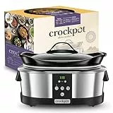 Crock-Pot Olla de cocción lenta digital | Para preparar multitud de recetas | 5.7 L | Acero Inoxidable, Color Plateado [SCCPBPP605-050]