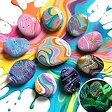 LAOESE 2 en 1 Kit Pintura Pouring Piedras Luminosa, Manualidades Niños Niña 6 7 8 9 años, Regalo Niños Niña 5-11 años Cumpleaños, Juegos de Pintura para Niños, Juguetes Manualidades 4-12 años