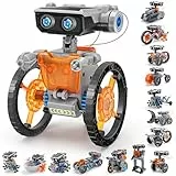 VEPOWER Kit Solar Robot, Technic 15 en 1 Robot Juguetes Niños, Stem Kit de Montaje Robótico Accionamiento Dual Solar y de Batería,Regalo Niño 8 9 10 11 12 Años (212 Piezas)