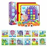 SCBOY Mosaicos Infantiles Jugar Juegos Montessori 2,3 años Hay 12 Piezas de Puzzle de Colores y 46 Cuentas,Juguetes niños 2 años Esa cantidad o más（Erizos）