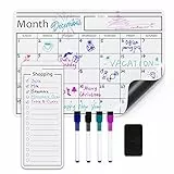 Amazon Basics Hoja de pizarra blanca de borrado en seco, magnética, con calendario, 30.5 x 43.2 cm, Blanco