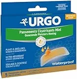 Urgo - Apósitos Cicatrizantes con Miel - Quemaduras y Heridas Superficiales - talla única, Caja con 5 Apósitos Estériles