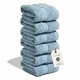 nice homeit Juego de 6 Toallas de 30 x 30 cm – Toallas de Cara y Invitados 100% algodón – para Manos, Maquillaje, Cocina, hogar y Viajes (Azul)