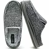 ONCAI Zapatillas de Casa Hombre Rayas Confort Mezcla de algodón Pantuflas con Felpa Espuma de Memoria Soporte del Arco Antideslizante Suela Gris Talla 50