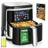 Aigostar Cube - Freidora de aire XXL, 1900W, 7L Air fryer. Libro de recetas incluido, panel LED táctil. Doble uso: con cesta o cajón. 7 funciones preestablecidas + mantener caliente, Sin BPA.
