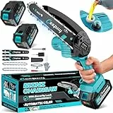 CEEPUY 880W Mini Motosierra a Bateria 10000Mah 6 Pulgadas, Batería Extra Grande Ultra-long Usage Time Minimotosierras de Batería Sierra Electrica Podar Arboles para Jardin