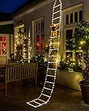 Geemoo 3 M Guirnalda Luces de Navidad Con 338 LED Escalera Con Papá Noel, Temporizador, 8 Modos, Decoración Interior Exterior Para Fiestas, Casa, Balcón, Árbol (Colores)