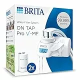 BRITA Sistema de filtrado de agua ON TAP Pro V-MF incl. 2x cartucho filtrante (600L) - para un 99,99% de agua libre de bacterias, reduciendo PFAS, incl. cuenta atrás digital LCD de capacidad