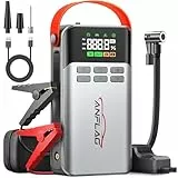 6000A Arrancador de Baterias de Coche, ANFLAG Arrancador de Coches con Compresor de Aire 150 PSI (para All Gas o 12L Diesel), Pantalla Grande LCD, Carga Rápida