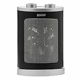 SOGO Calefactor pequeño bajo consumo y calentamiento rápido- Calefactor Oscilante PTC con Ventilador, 1500W NEgro (SS-18365)