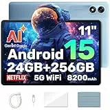 Blackview Tablet 11 Pulgadas Android 15 Gemini AI 24GB RAM + 256GB ROM (2TB TF)/8200 mAh/1920 * 1200 FHD IPS Widevide L1/Face ID/PC Mode/Octa-Core Tablet Gaming con Funda