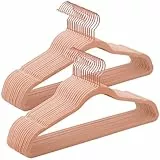 SONGMICS Juego de 30 Perchas Aterciopeladas, 41,5 cm de Largo, Finas, Gran Capacidad de Carga, con Ganchos Giratorios de 360°, para Camisas de Abrigo Completas, Rosa y Oro Rosa CRF026P30