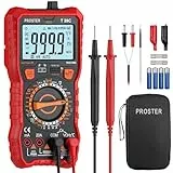 Proster Multímetro Digital 6000 Counts TRMS Manual Rango NCV Voltaje AC/DC Corriente Resistencia Capacidad Frecuencia Diodo Continuidad HFE Infrarrojos con Imán y Soporte