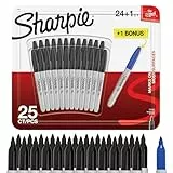 Sharpie rotuladores permanentes, punta fina, color negro, paquete de 24 marcadores, material escolar ideal