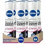 NIVEA Black & White Invisible Clear - Desodorante de Mujer en Spray Antimanchas - 72h Protección Antitranspirante - Sin Alcohol - Anti Sudor, Olor, Manchas, Irritación y Residuos - Pack 6 x 200 ml