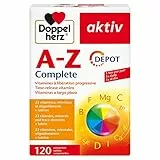 Doppelherz aktiv A-Z Complete Depot Multivitamínico, Complemento alimenticio a largo plazo, ricos en minerales y nutrientes, 23 vitaminas, minerales, oligoelementos + luteína, 120 comprimidos