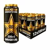 Rockstar Original Bebida energética con cafeína, pack de 12 latas de 500 ml, 6 litros en total
