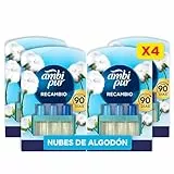 Ambi Pur 3Volution Nubes De Algodón Recambio De Ambientador Eléctrico 80ml, 3 Aromas Que Se Alternan Para Eliminar Olores 4 Unidades