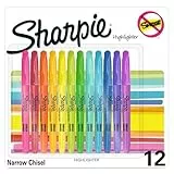 Sharpie Resaltadores de bolsillo | Punta de cincel | Colores surtidos de tinta fluorescente | 12 rotuladores subrayadores