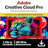 Adobe Creative Cloud Pro para estudiantes y docentes | Software Creativo con IA | 1 Año | PC/Mac | Descarga Digital