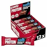 Corny Protein Soft - Barritas Proteicas de Chocolate con Leche Sabor Caramelo, 30% Proteinas, 0% Azúcares Añadidos, Ayuda al Desarrollo y Recuperación de la Masa Muscular, Pack 12x45g, Taste the Power