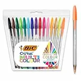 BIC Cristal Multicolour, Bolígrafos de Punta Ancha (1,6 mm), Ideal para Dibujos y Anotaciones, Colores Surtidos, Pack de 15 Unidades