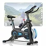 DMASUN Bicicleta Estática en Casa con Resistencia Ajustable, Bicicleta Spinning Silenciosa con Monitor LCD, Cómodo Cojín de Asiento, App Propia, Capacidad de 160 kg, Entrenamiento Aeróbico