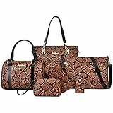 NIYUTA Shoppers y Bolsos de Hombro Mujer Bolsos de Mano Moda Bolsos Bandolera Bolsos Totes 6 Piezas Marrón