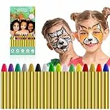 ACWOO Pintura de Cara, 16 Colores Seguridad No Tóxica Pintura Facial, Crayones de Maquillaje Ideal para Halloween Navidad Cosplay Fiesta y Party