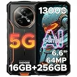 DOOGEE Fire 7 Teléfono Móvil Irrompible 5G, 16GB+256GB/2TB Gemini AI Android 15 Movil, 6,6' 13000mAh Móvil Rugerizado, Dimensity 6300 Movil Resistente, 64MP/Dual SIM 5G/OTG/NFC/GPS Moviles Gaming 2025