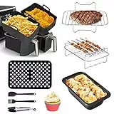 Vusddy 10 piezas Accesorios para Freidoras de Aire para Ninja Foodi Max AF400EU, AF500EU, AF300EU - Dual Basket Air Fryer Silicone Moldes para Cecotec, Innsky, Princess, Devology, Emerio 7,6 L/-10,4 L