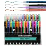 Set de 48 boligrafos gel – 12 metálicos, 12 bolígrafos purpurina, 12 neón y 12 acuarela – ideales para dibujar, escribir y colorear – boligrafos de colores – bolis de colores creativos