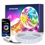 Mexllex Tira LED 5m,Bluetooth RGB Tiras de Luces LED, Luces Led Habitacion Control de APP y Remoto Control, 16 Millones de Colores, Sincronización de Música,Luz LED para Habitación