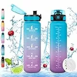 Vikaster Botella agua deporte, 1l Botella, sin BPA, Botella Agua con Filtro, Botellas agua reutilizable, para Niños, Deporte, Running, Gimnasio, Bicicleta