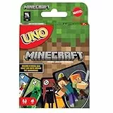 Mattel Games, Juego de Cartas UNO Minecraft, Juego de Mesa para niños a Partir de 7 años (Mattel FPD61)