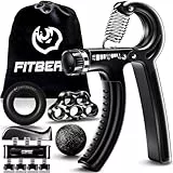 FitBeast Hand Grip para Antebrazo Ejercitar – Paquete de 5 Piezas, Fortalecedor de Agarre de Manos Ajustables, Ejercitador de Manos, Para Estirar Los Dedos, Anillo para Entrenar y Pelota Anti Estrés