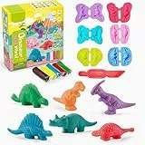 Yeahbo Arcilla Polimerica Secado al Aire Plastilina Niños 3 Años, Dinosaurios Juguetes 6 Moldes Plastilina, Arcilla para Modelar Plastilina Manualidades Juego Cumpleaño Regalos 3 4 5 6 Años