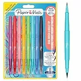 Paper Mate Rotuladores de fieltro Flair DUAL | Punta media (0,7 mm) y punta de pincel | Rotuladores de dos puntas | Colores surtidos | 8 unidades