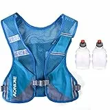 Ligero Mochila de Hidratación Superior Chaleco para Marathoner Ciclismo Trail Running Hombre Mujer (Azul con 250ml Botellas de Agua)