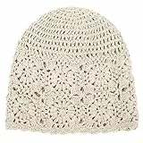 DHSBGWSX 1 gorro de punto de algodón, gorro suelto de verano, gorro de algodón fino, gorro de ganchillo, puntera para mujer, adecuado para diferentes formas de cabeza y formas de cara (beige), beige,