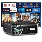 【Netflix Oficial & Auto Focus/Keystone】 Smart Proyector 1080P Full HD WiFi Bluetooth, VOPLLS 28000Lumen Proyector para Movil/Exterior/Cine en Casa para iOS/Android/PPT