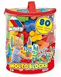 MOLTO | Bolsa de Bloques de 80 Piezas para Preescolar - Juguete Educativo de Construcción para Niños y Niñas | Juego de Construccion | CREA y construye