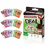 WUSJCOF Juego de Cartas Monopoly Deal,Juego de Subasta,Juegos de Estrategia,Juego de Mesa portátil,Juego rápido para familias y niños a partir de 8 años,regalo ideal