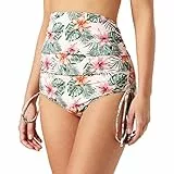 Iris & Lilly Braguitas de Bikini de Cintura Alta Mujer, Rosa Flor Tropical, 42