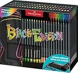 Faber-Castell 116418 – Juego de lápices de colores con rollo, 72 lápices de colores Black Edition, incluye colores metálicos y neón
