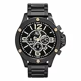 Armani Exchange Reloj hombre, Movimiento cronógrafo de cuarzo y caja de 48mm con correa de acero inoxidable, Grafito y negro