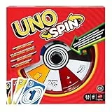 Mattel Games UNO Spin Juego de cartas para niños, adultos y noches en familia, juego clásico con ruleta y nuevas reglas y desafíos, actividad para días de lluvia, JGR00