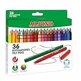 Alpino Estuche de 36 Rotuladores, Punta de 3mm, Tinta Lavable, Para Niños, Material Escolar y de Oficina (AR001036N)