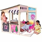 KidKraft Casita Infantil Barbie de Madera con Cocina de Juguete para Niños y Niñas, Casita de Juego para Exterior, Jardín o Patio con Tumbonas para Muñecas (P280192E), Exclusivo en Amazon